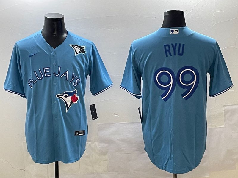Men Toronto Blue Jays #99 Ryu Light Blue Game 2025 Nike MLB Jersey style 2